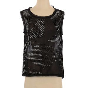 W118 by Walter Baker - Black Beaded Sleeveless Blouse - Sz. Small NWT